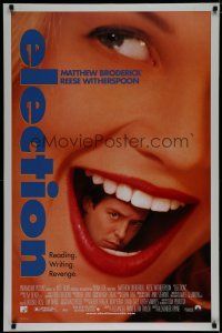 6x264 ELECTION DS 1sh '99 wild image of Matthew Broderick in Reese Witherspoon's mouth!