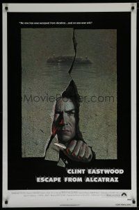 6x276 ESCAPE FROM ALCATRAZ 1sh '79 cool artwork of Clint Eastwood busting out by Lettick!