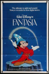 6x287 FANTASIA 1sh R82 great image of Mickey Mouse, Disney musical cartoon classic!