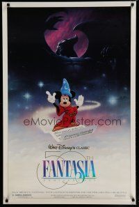 6x288 FANTASIA DS 1sh R90 great image of Sorcerer's Apprentice Mickey Mouse, Disney classic!