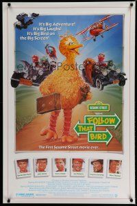 6x312 FOLLOW THAT BIRD 1sh '85 great art of the Big Bird & Sesame Street cast by Steven Chorney!