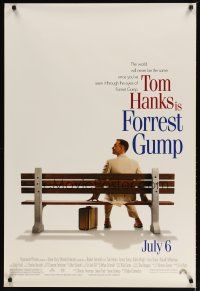 6x315 FORREST GUMP advance 1sh '94 Tom Hanks waiting for the bus, Robert Zemeckis!
