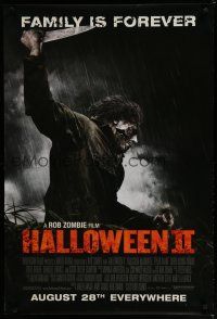 6x376 HALLOWEEN II advance DS 1sh '09 creepy image of Michael Myers w/knife about to stab someone!