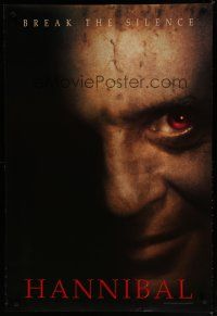 6x381 HANNIBAL teaser DS 1sh '00 creepy close up of red-eyed Anthony Hopkins as Dr. Lector!
