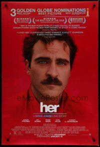 6x396 HER awards advance DS 1sh '13 image of depressed Joaquin Phoenix in Spike Jonze love story!