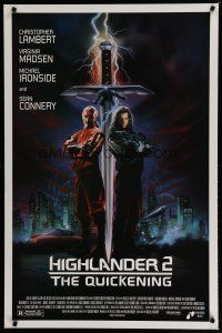 6x403 HIGHLANDER 2 1sh '91 great artwork of immortals Christopher Lambert & Sean Connery!