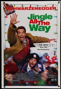 6x441 JINGLE ALL THE WAY style A advance DS 1sh '96 Arnold Schwarzenegger, Sinbad, 2 dads & 1 toy!