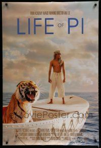 6x493 LIFE OF PI style A int'l DS 1sh '12 Suraj Sharma, Irrfan Khan, cool image of tiger on boat!