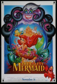 6x501 LITTLE MERMAID advance DS 1sh R97 great image of Ariel & cast, Disney underwater cartoon!