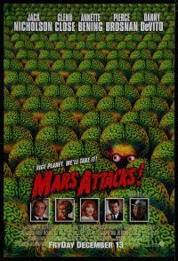 6x537 MARS ATTACKS! advance 1sh '96 directed by Tim Burton, great image of many alien brains!