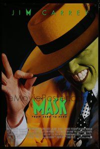 6x541 MASK style B int'l 1sh '94 great super close up of wacky Jim Carrey in full make-up!