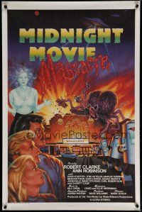 6x557 MIDNIGHT MOVIE MASSACRE 1sh '88 wacky sci-fi monster artwork by Andrews!