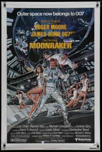 6x565 MOONRAKER 1sh '79 art of Roger Moore as James Bond & sexy Lois Chiles by Goozee!