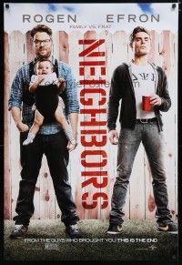 6x589 NEIGHBORS teaser DS 1sh '14 Zac Efron w/red Solo cup, Seth Rogan & baby!