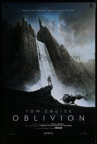 6x604 OBLIVION teaser DS 1sh '13 Morgan Freeman, image of Tom Cruise & waterfall in city!