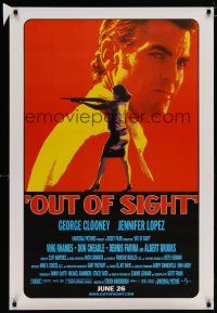 6x617 OUT OF SIGHT advance 1sh '98 Steven Soderbergh, cool image of George Clooney, Jennifer Lopez!