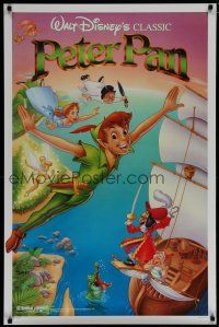 6x634 PETER PAN 1sh R89 Walt Disney animated cartoon classic, flying art by Bill Morrison!