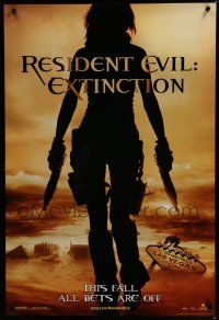 6x677 RESIDENT EVIL: EXTINCTION teaser 1sh '07 silhouette of zombie killer Milla Jovovich!