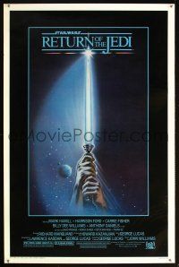 6x023 RETURN OF THE JEDI 1sh '83 George Lucas classic, art of hands holding lightsaber!