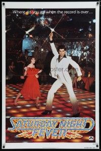 6x698 SATURDAY NIGHT FEVER teaser 1sh '77 best image of disco John Travolta & Karen Lynn Gorney!