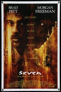 6x708 SEVEN DS 1sh '95 David Fincher, Morgan Freeman, Brad Pitt, deadly sins!
