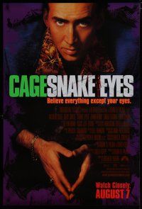 6x738 SNAKE EYES advance DS 1sh '98 close-up of Nicolas Cage, believe everything except your eyes!