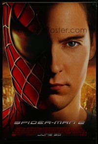 6x754 SPIDER-MAN 2 advance DS 1sh '04 half-masked superhero Tobey Maguire!