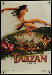 6x778 TARZAN June 18 advance DS 1sh '99 Disney cartoon, from Edgar Rice Burroughs story!