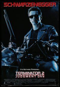 6x784 TERMINATOR 2 DS 1sh '91 James Cameron, Arnold Schwarzenegger on motorcycle with shotgun!