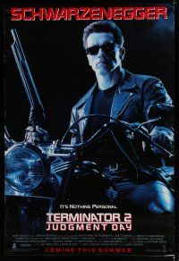 6x783 TERMINATOR 2 advance DS 1sh '91 Arnold Schwarzenegger on motorcycle with shotgun!