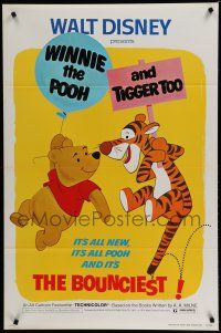 6x838 WINNIE THE POOH & TIGGER TOO 1sh '74 Walt Disney, characters created by A.A. Milne!