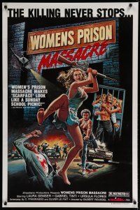 6x845 WOMEN'S PRISON MASSACRE 1sh '85 Emanuelle Fuga Dall'Inferno, wild art of violent girls!