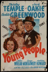 6x852 YOUNG PEOPLE 1sh '40 art of cute Shirley Temple, Jack Oakie & Charlotte Greenwood!