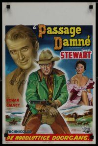 6y432 FAR COUNTRY Belgian '55 different art of James Stewart with rifle, directed by Anthony Mann!