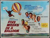 6y318 FIVE WEEKS IN A BALLOON British quad '62 Jules Verne, Red Buttons, Fabian, Barbara Eden!