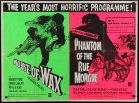 6y333 HOUSE OF WAX/PHANTOM OF THE RUE MORGUE British quad '60s horror double-feature!