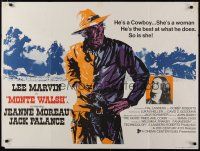 6y356 MONTE WALSH British quad '70 super close up of cowboy Lee Marvin & pretty Jeanne Moreau!