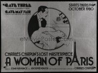 6y393 WOMAN OF PARIS: A DRAMA OF FATE advance British quad R80 Charlie Chaplin silent!