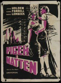 6y775 GIRLS IN THE NIGHT Danish '54 cool silkscreen art of sexy bad girl Joyce Holden w/Lembeck!