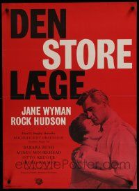 6y800 MAGNIFICENT OBSESSION Danish '54 image of Jane Wyman holding Rock Hudson, Douglas Sirk