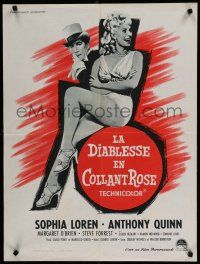 6y218 HELLER IN PINK TIGHTS French 23x32 '60 art of sexy blonde Sophia Loren, Anthony Quinn!
