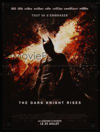 6y249 DARK KNIGHT RISES advance French 15x21 '12 cool image of Batman in broken buildings!