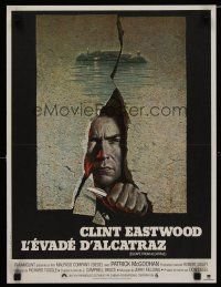 6y254 ESCAPE FROM ALCATRAZ French 15x21 '79 cool artwork of Clint Eastwood busting out by Lettick!