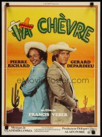 6y262 LA CHEVRE style B French 15x21 '85 image of wacky Pierre Richard, Gerard Depardieu!