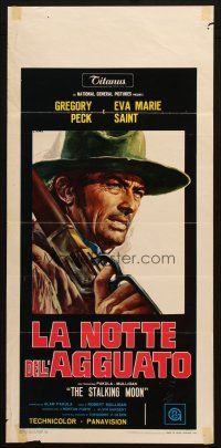 6y721 STALKING MOON Italian locandina '68 close up Casaro artwork of Gregory Peck holding rifle!