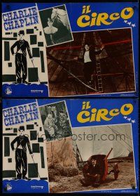 6y638 CIRCUS set of 2 Italian photobustas R69 Charlie Chaplin slapstick classic!