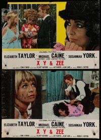 6y635 X Y & ZEE set of 3 English Italian photobustas '71 Elizabeth Taylor, Caine, Susannah York!