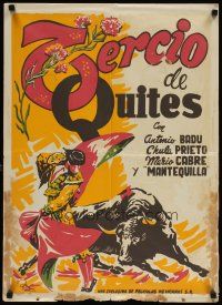 6y108 TERCIO DE QUITES Mexican poster '51 wonderful silkscreen art of matador & bull!
