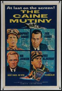 6z057 CAINE MUTINY linen 1sh '54 art of Humphrey Bogart, Jose Ferrer, Van Johnson & Fred MacMurray!