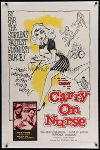 6z065 CARRY ON NURSE linen 1sh '60 English hospital sex, the screen's fastest funniest farce!